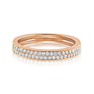 Diamond Double Row Band Ring Rose Gold
