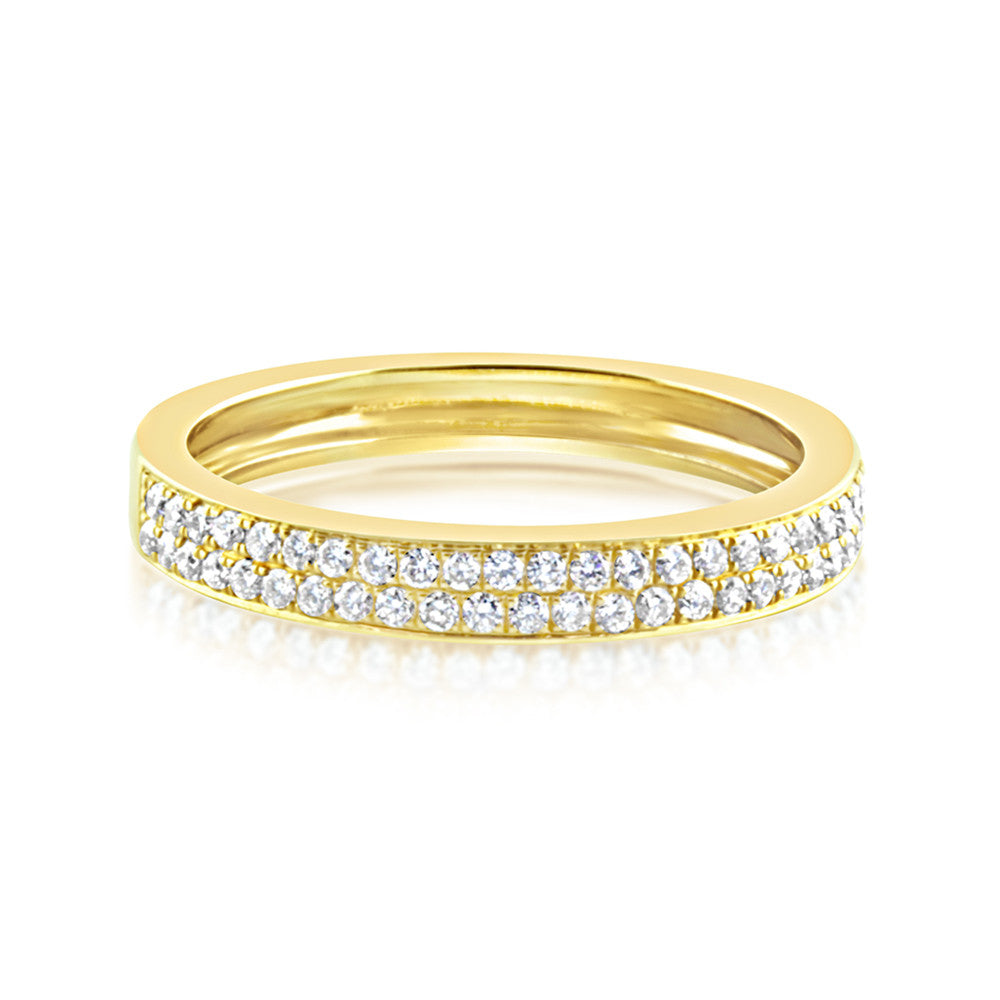 Diamond Double Row Band Ring Yellow Gold