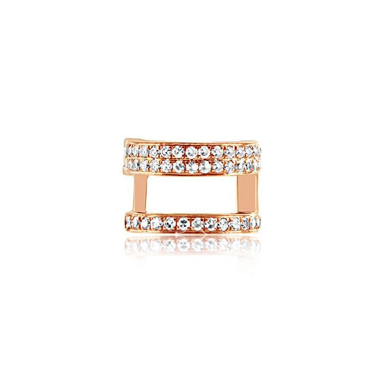 Diamond Helix 3 Row Ear Cuff Rose Gold