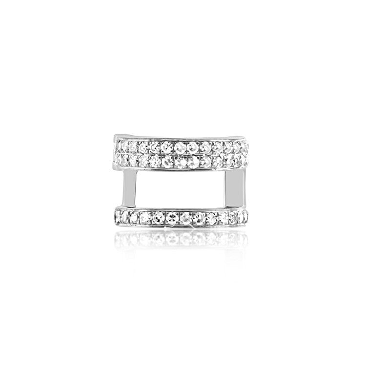 Diamond Helix 3 Row Ear Cuff White Gold