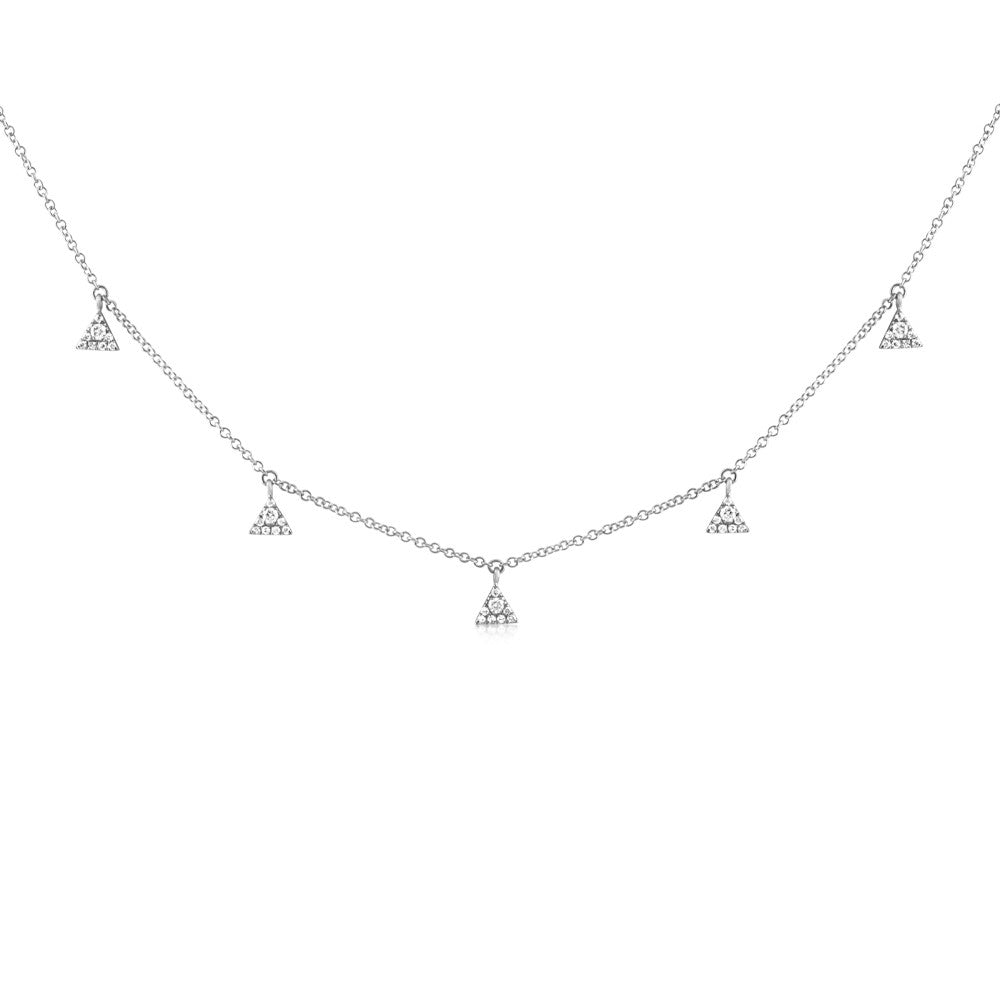 Five Diamond Triangle Necklace White Gold