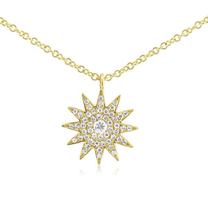 Diamond Starburst Necklace Yellow Gold