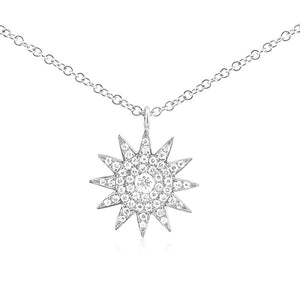 Diamond Sun Necklace White Gold