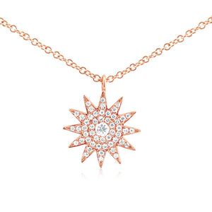 Diamond Sun Necklace Rose Gold