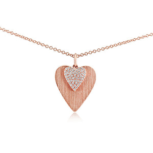 Diamond Double Heart Necklace Rose Gold