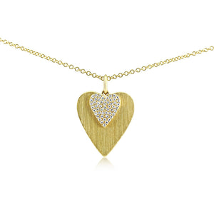 Diamond Double Heart Necklace Yellow Gold