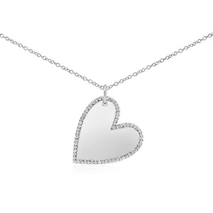 Diamond Halo Heart Necklace White Gold