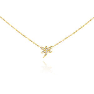 Diamond Dragonfly Necklace Yellow Gold