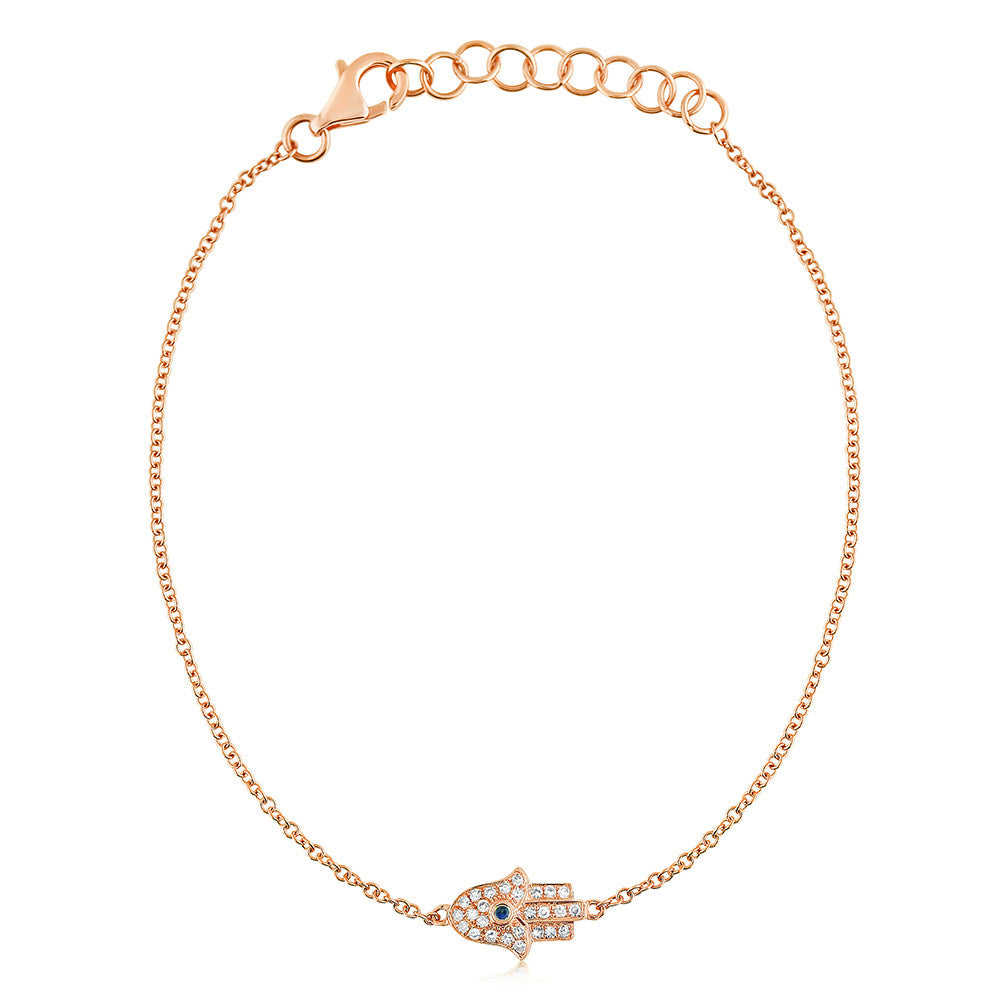 Diamond and Sapphire Hamsa Bracelet Rose Gold