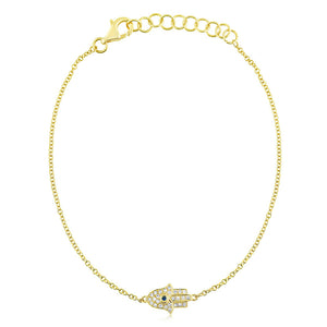 Diamond and Sapphire Hamsa Bracelet Yellow Gold