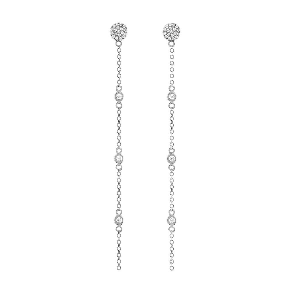 Eau de Rose Cut Diamond Iris Double Drop Earrings - Backs White Gold / Pair