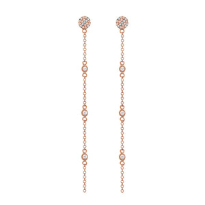 Diamond Disc Drop Earrings Rose Gold