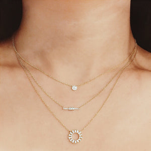 Mini Diamond Disc Necklace Rose Gold