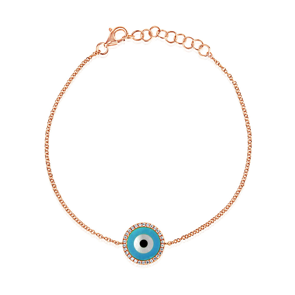 Round Evil Eye Bracelet Rose Gold
