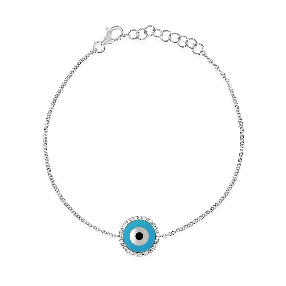 Round Evil Eye Bracelet White Gold