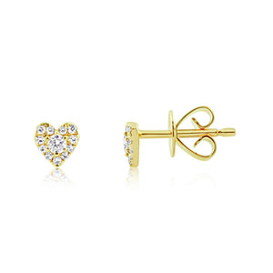Mini Diamond Heart Earrings Yellow Gold