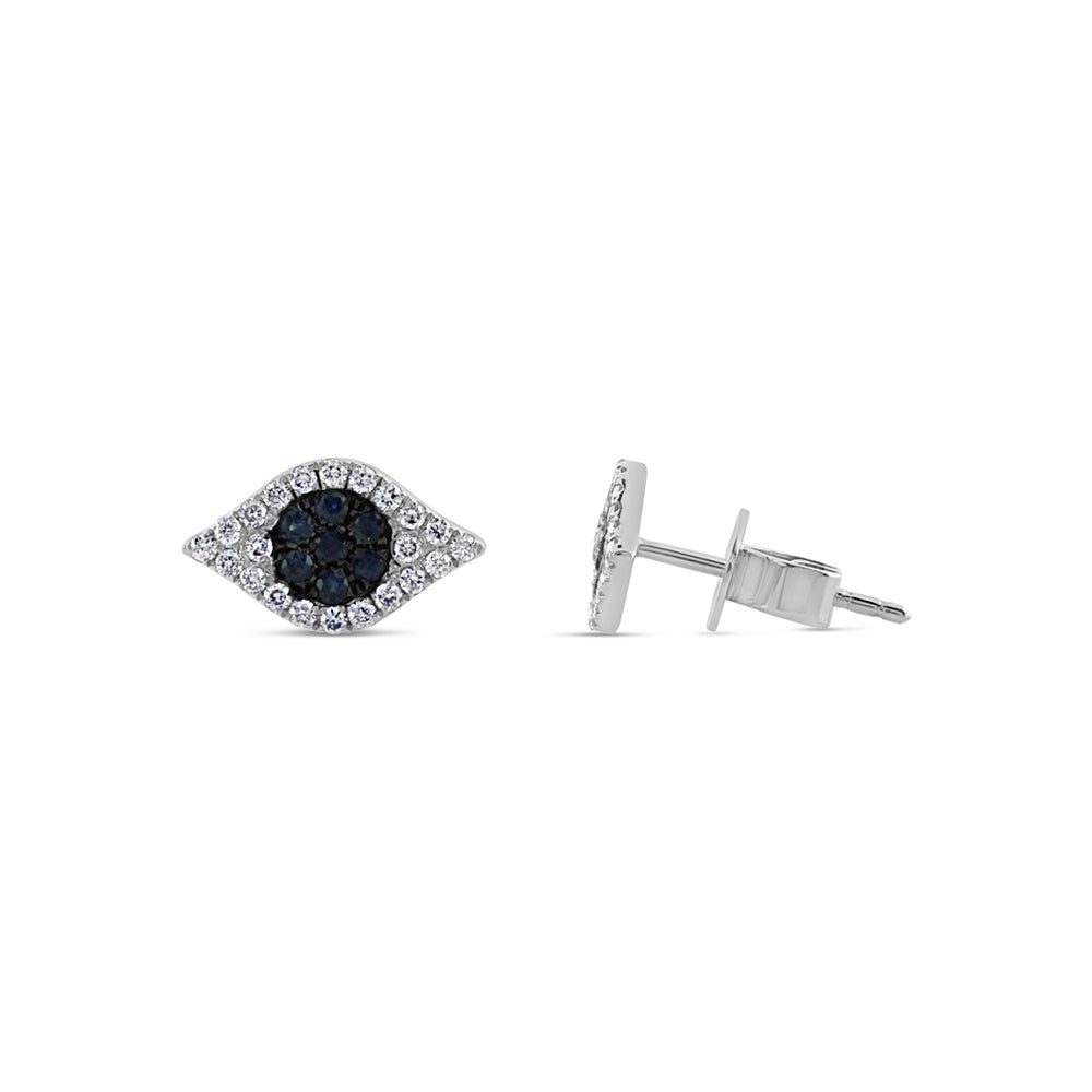 Sapphire and Diamond Evil Eye Earrings White Gold
