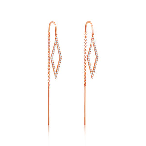 Diamond Geometric Threader Earrings Rose Gold