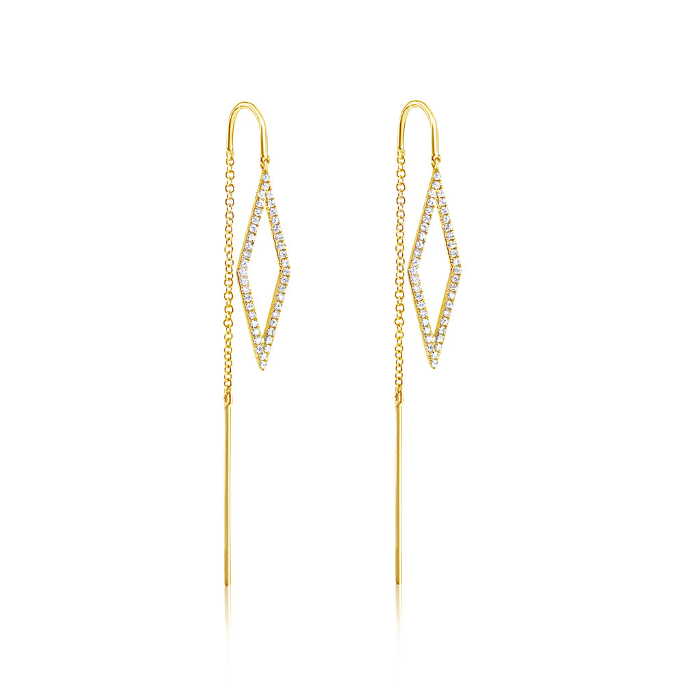 Diamond Geometric Threader Earrings Yellow Gold