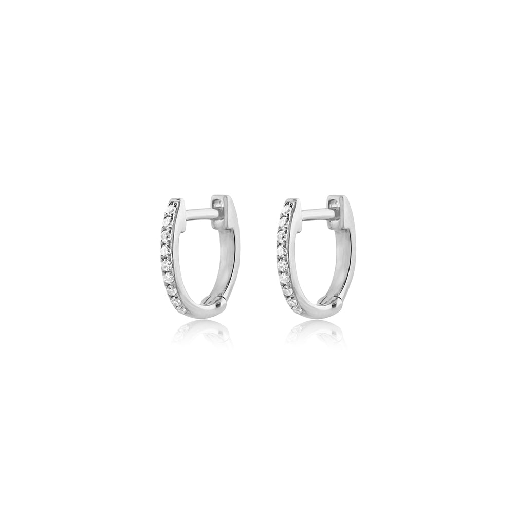Mini Diamond Hoop Earrings White Gold
