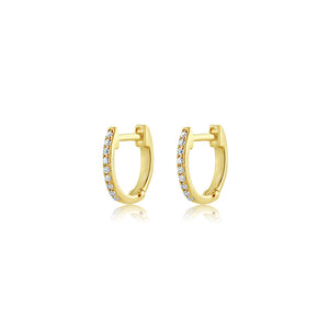 Mini Diamond Hoop Earrings Yellow Gold