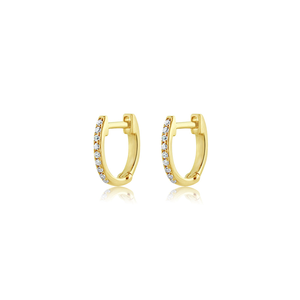 Mini Diamond Hoop Earrings Yellow Gold