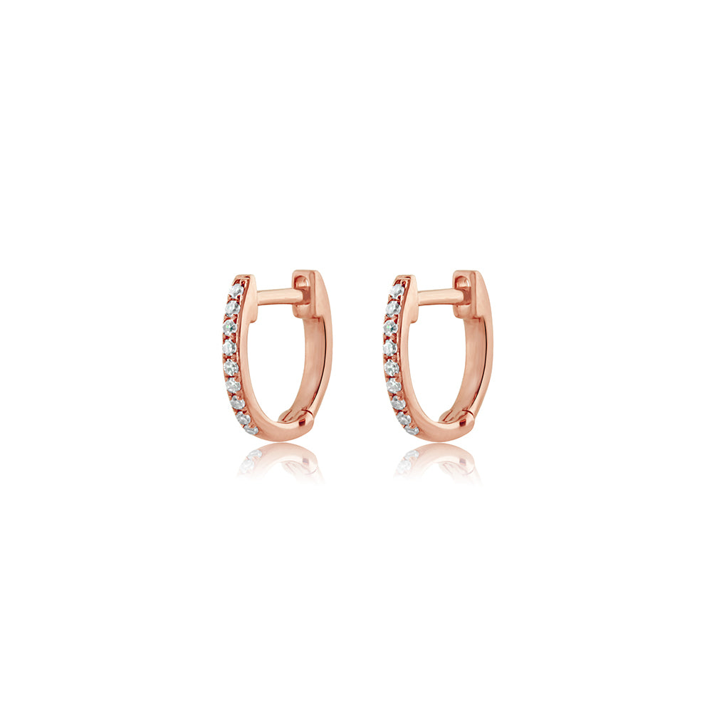 Mini Diamond Hoop Earrings Rose Gold