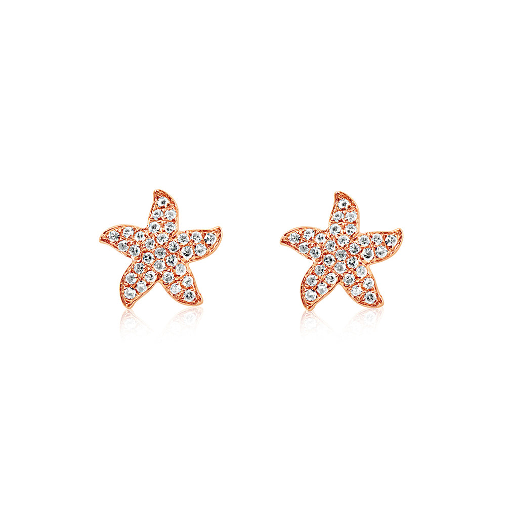 Diamond Starfish Earrings Rose Gold