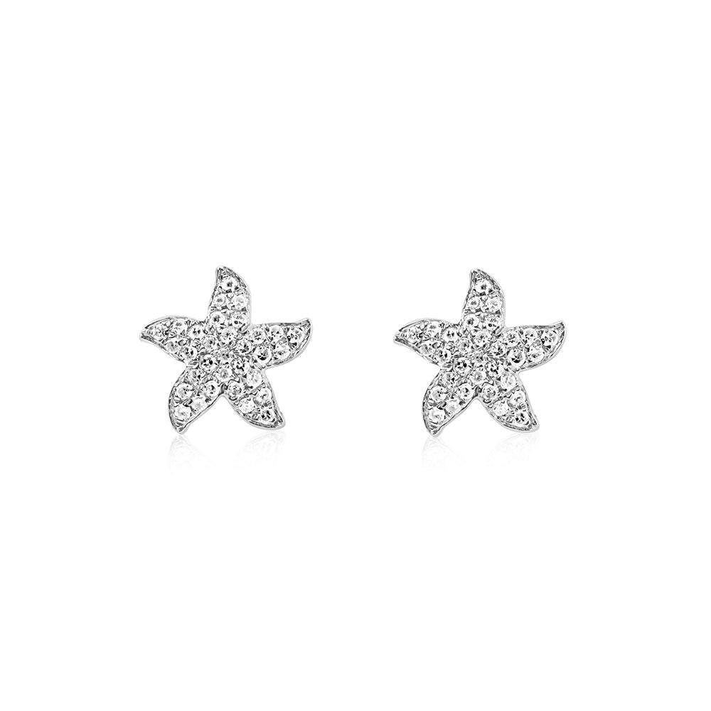 Diamond Starfish Earrings White Gold