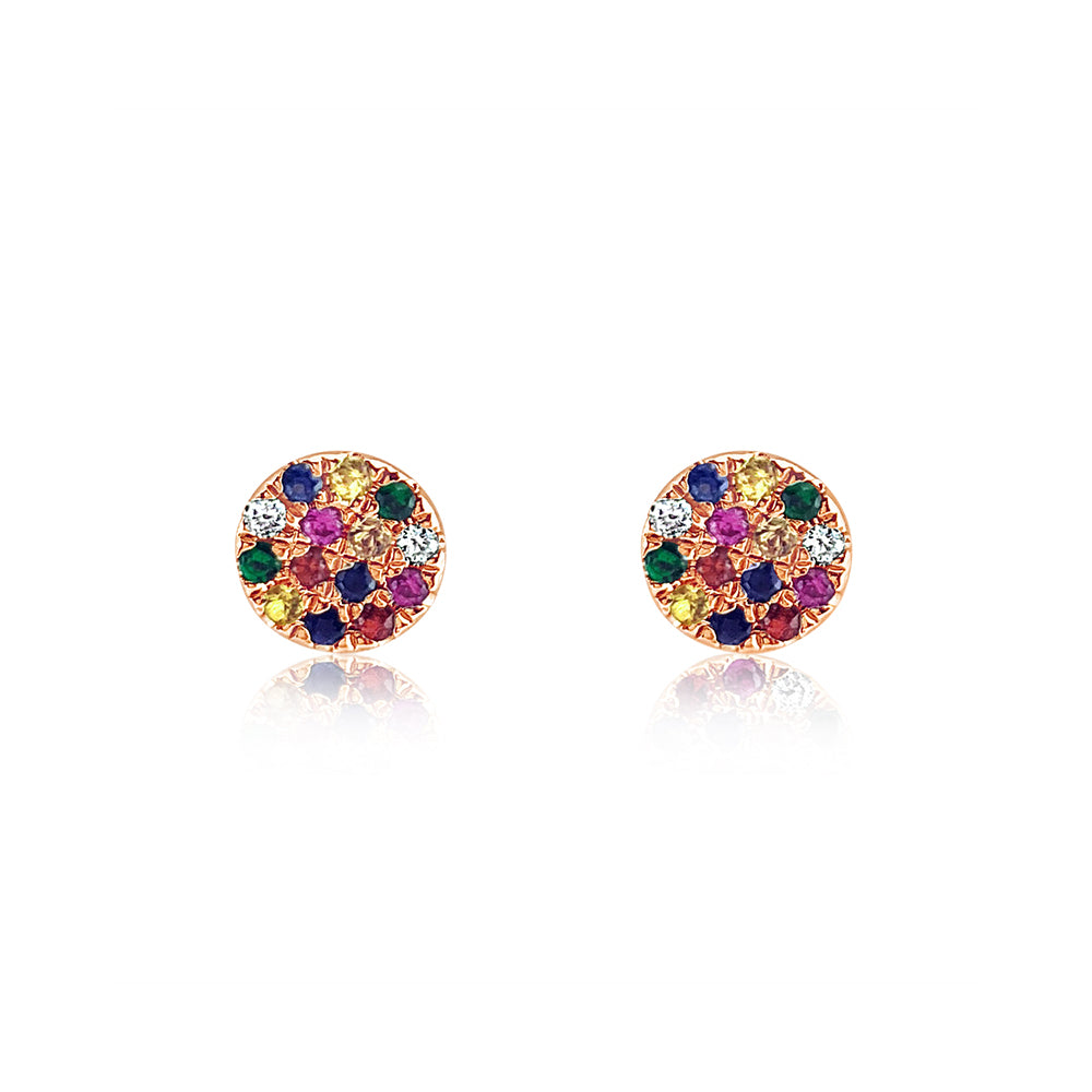 Rainbow Disc Earrings Rose Gold