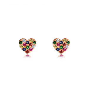 Rainbow Heart Earrings Rose Gold