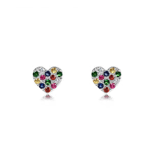 Rainbow Heart Earrings White Gold