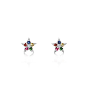 Rainbow Star Earrings White Gold