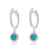 Diamond and Turquoise Disc Huggie Earrings White Gold