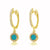 Diamond and Turquoise Disc Huggie Earrings Yellow Gold