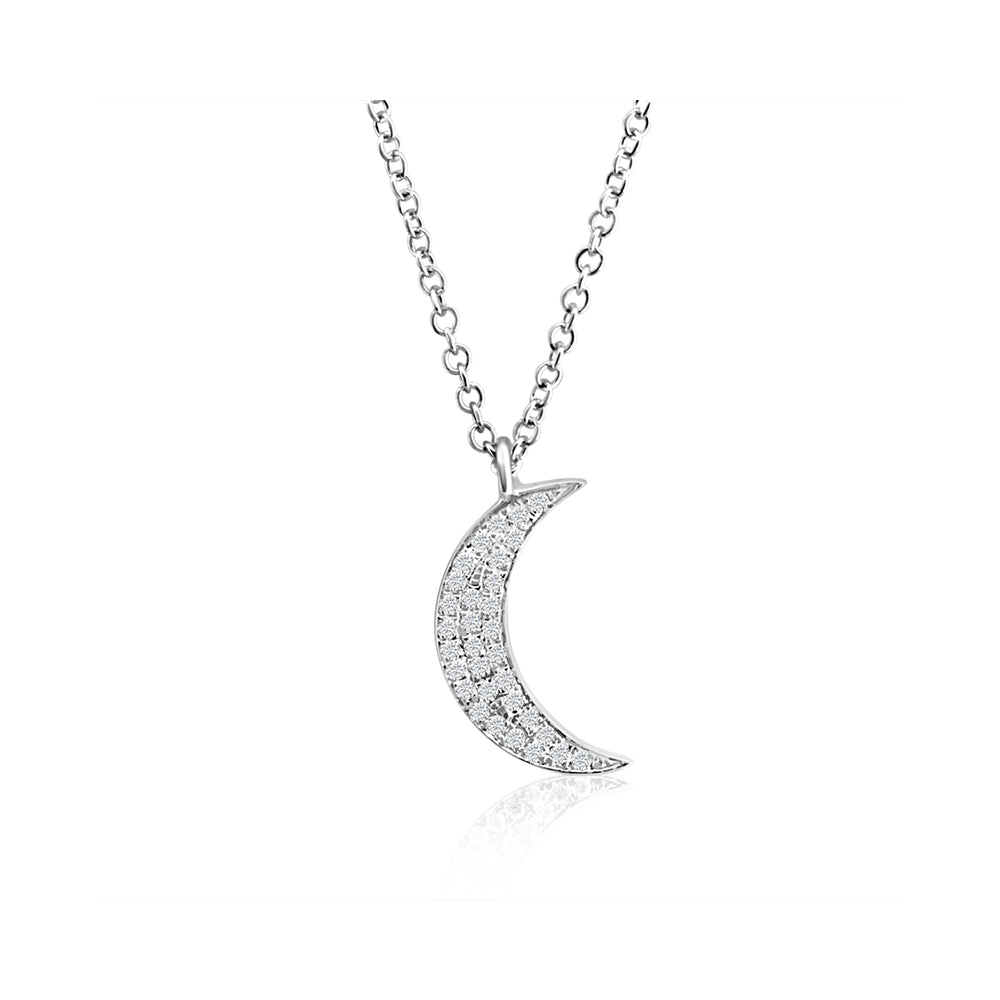 Diamond Moon Necklace White Gold