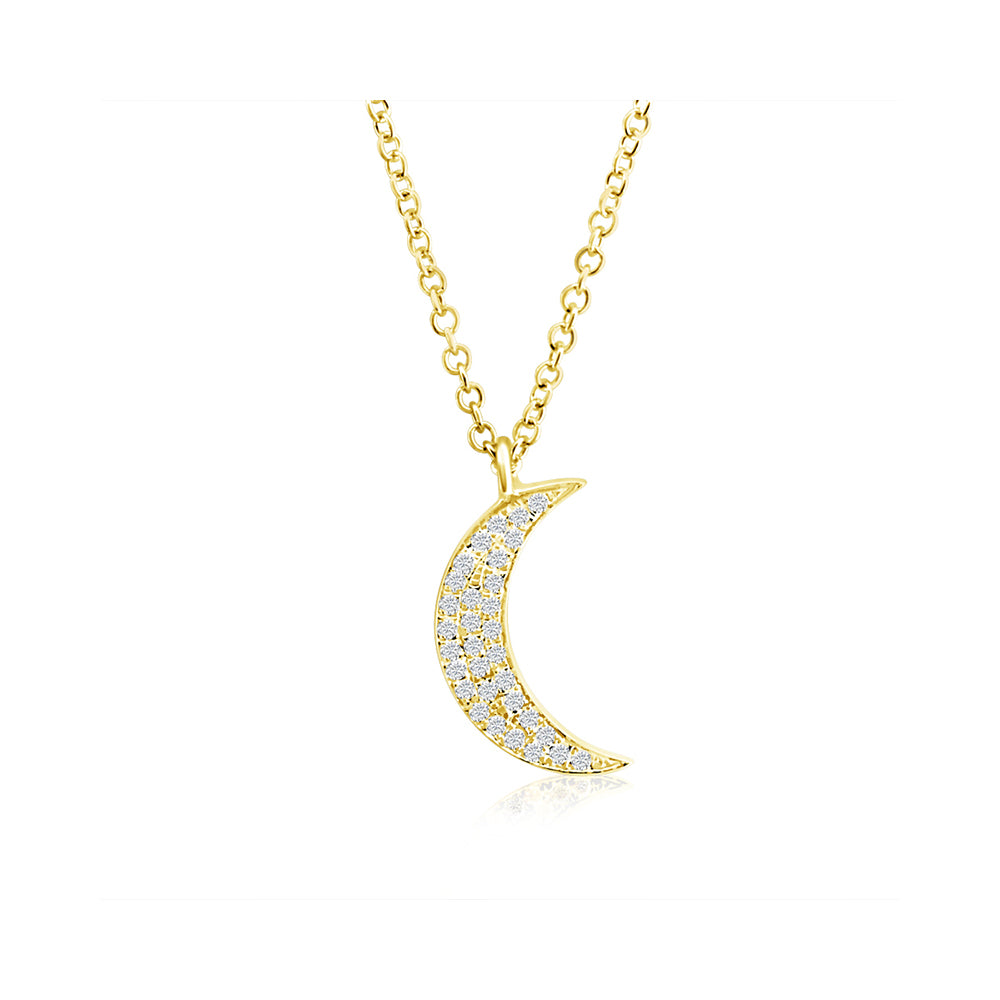 Diamond Moon Necklace Yellow Gold