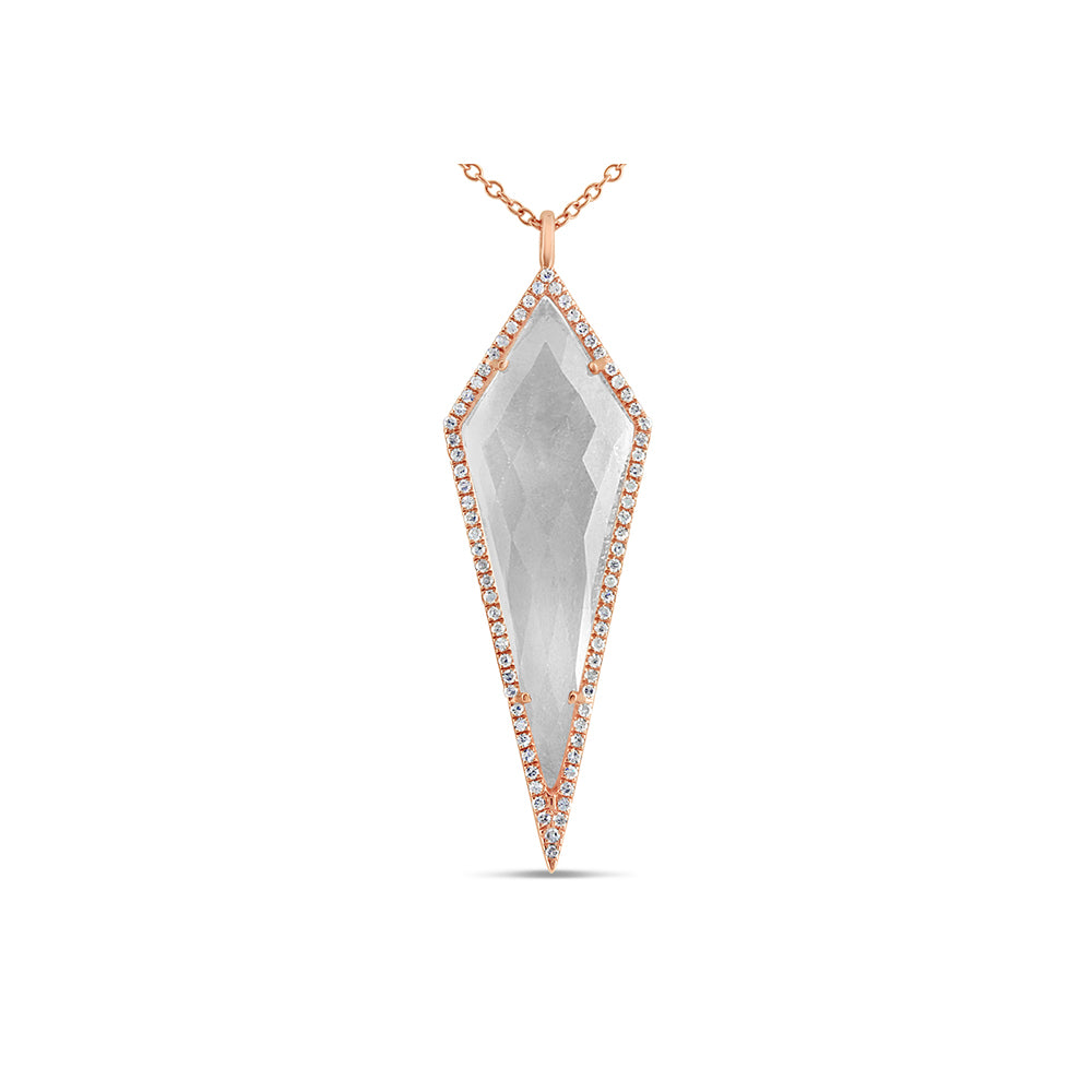 Diamond and Quartz Geometric Necklace Rose Gold
