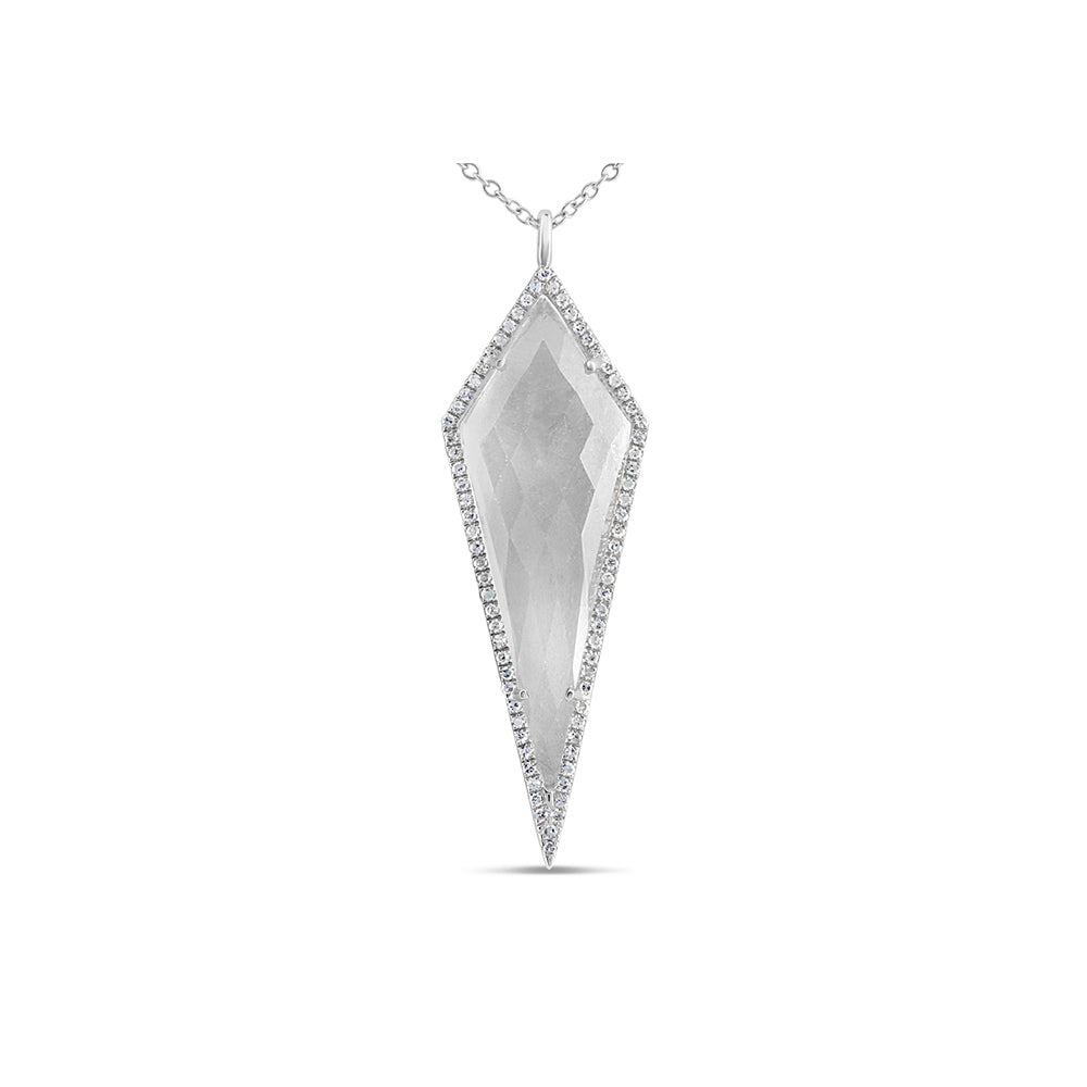 Diamond and Quartz Geometric Necklace White Gold
