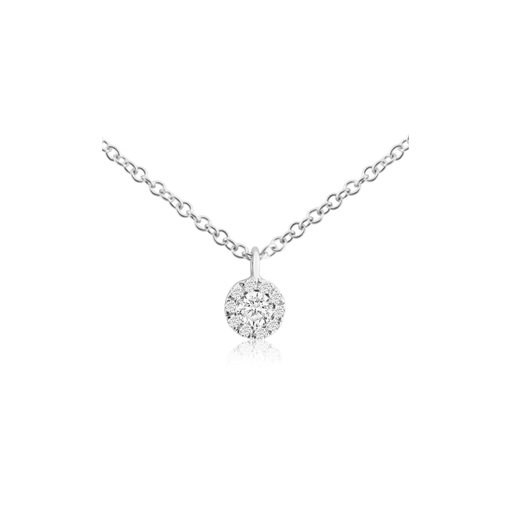 Diamond Halo Necklace White Gold