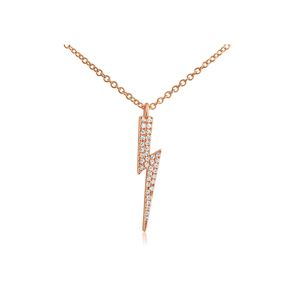 Diamond Lightning Bolt Necklace Rose Gold