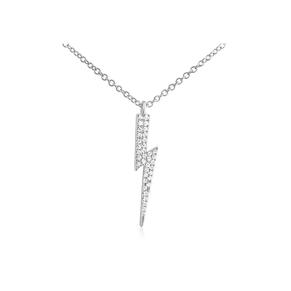 Diamond Lightning Bolt Necklace White Gold