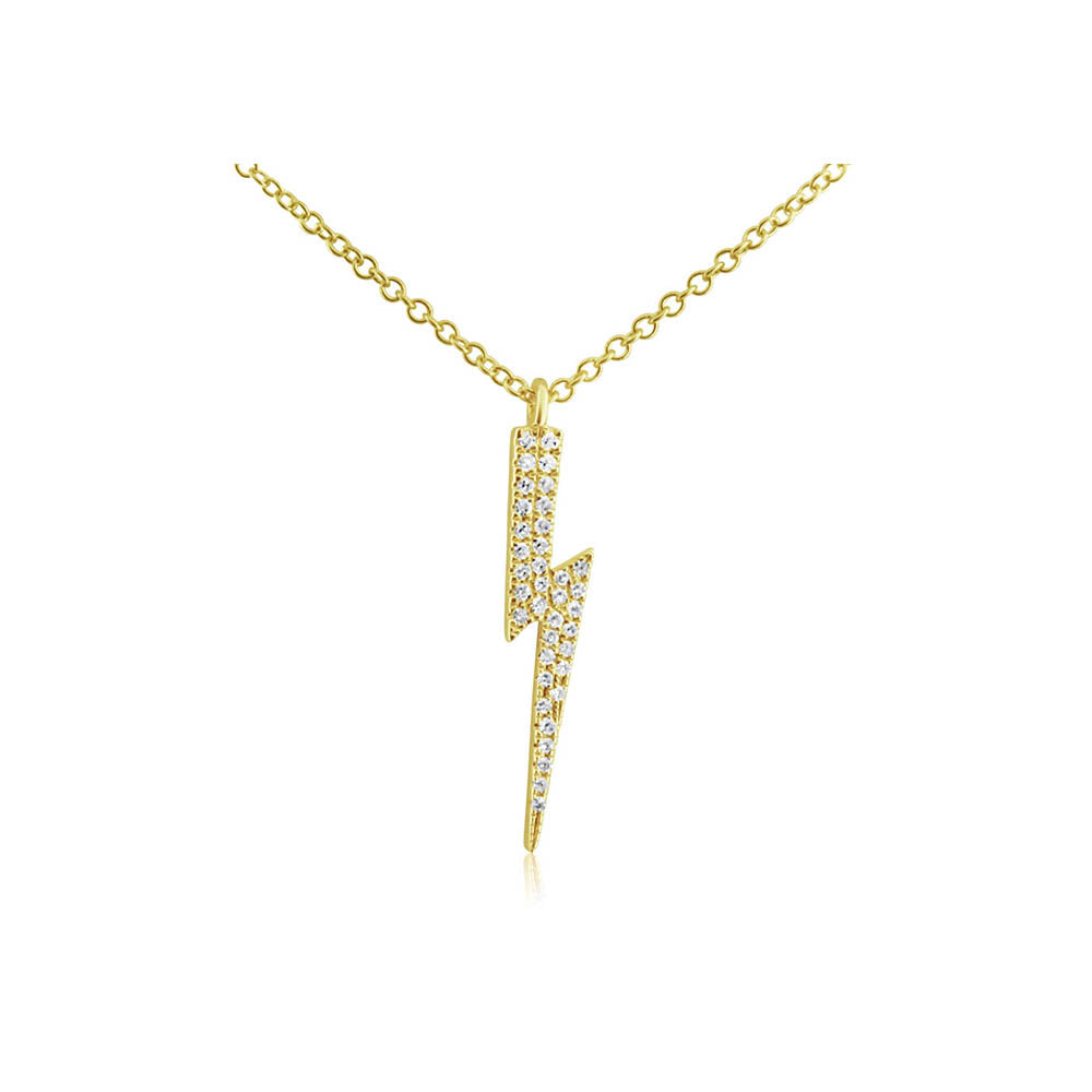 Diamond Lightning Bolt Necklace Yellow Gold