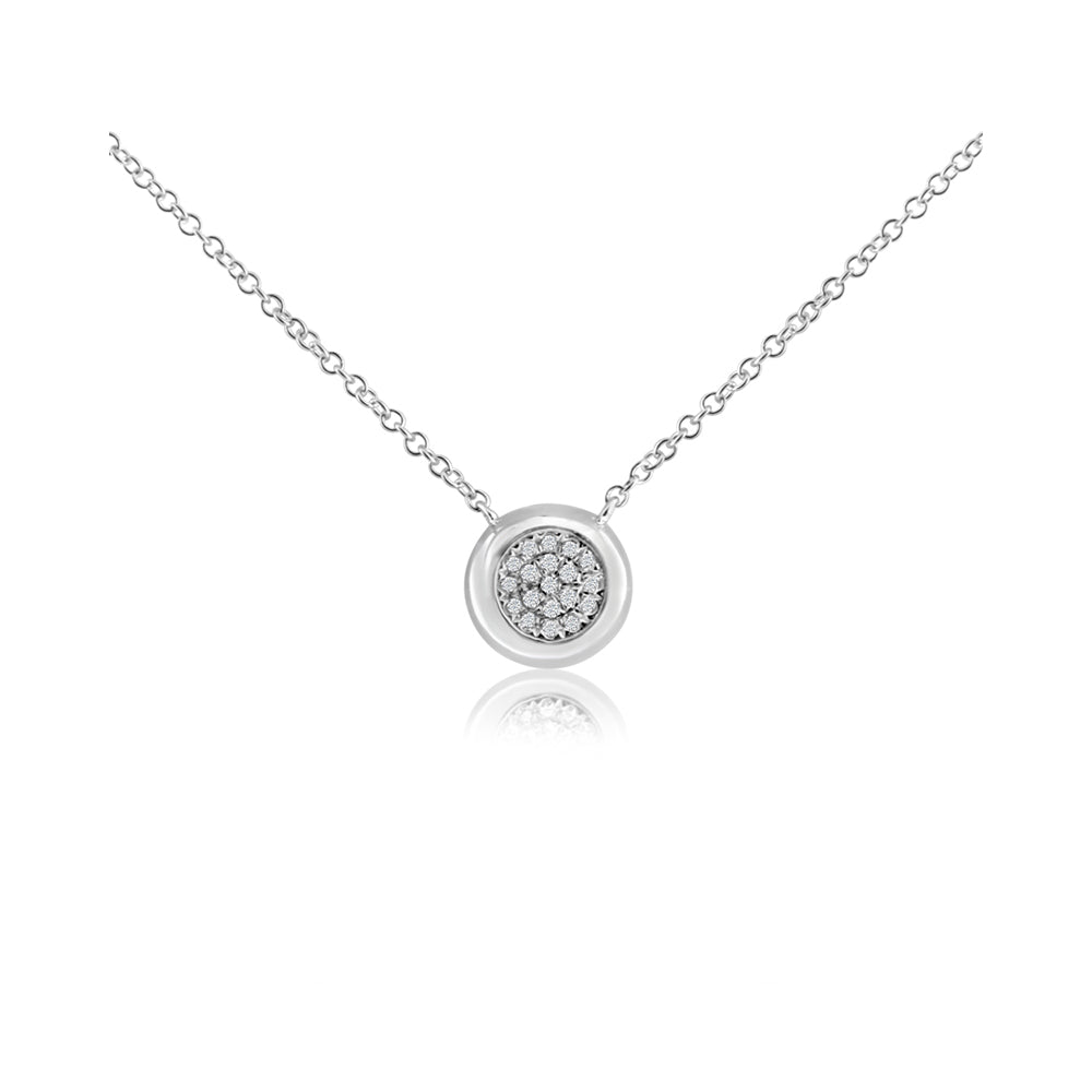 Pave Diamond Ball Necklace White Gold