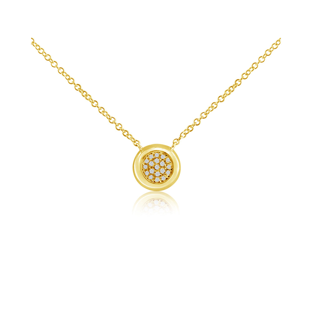 Pave Diamond Ball Necklace Yellow Gold
