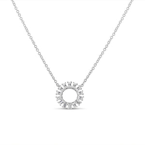 Baguette Diamond Circle Necklace White Gold