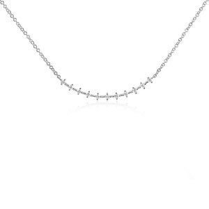 Eleven Diamond Segment Necklace White Gold