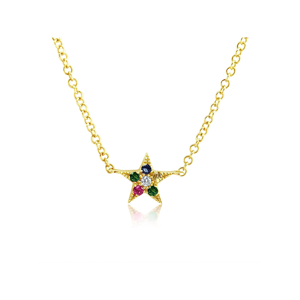 Rainbow Star Necklace Yellow Gold
