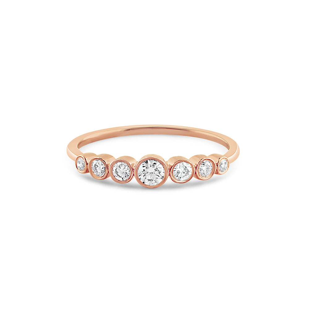 Graduated Seven Diamond Bezel Ring Rose Gold
