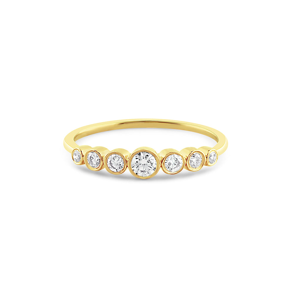 Graduated Seven Diamond Bezel Ring Yellow Gold
